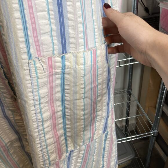 Vintage Kmart‎ Pink Women's Striped Seersucker Short Kaftan Size 1X Loungewear - Picture 12 of 14